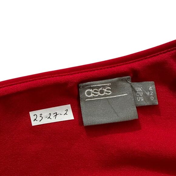 Asos Red One Shoulder Mini Dress Women's Size 0 | 23-27-2 - Picture 3 of 6